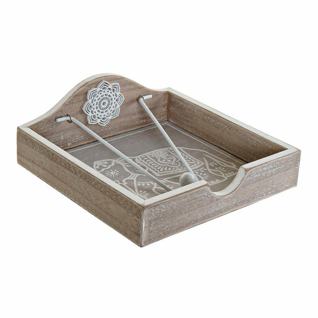 Serviettenring DKD Home Decor Elefant natürlich Metall Weiß Holz MDF