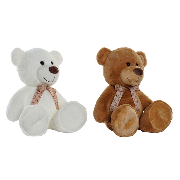 Fluffy toy DKD Home Decor Polyester White Dark brown Bear (20 x 25 x 45 cm) (2 pcs)