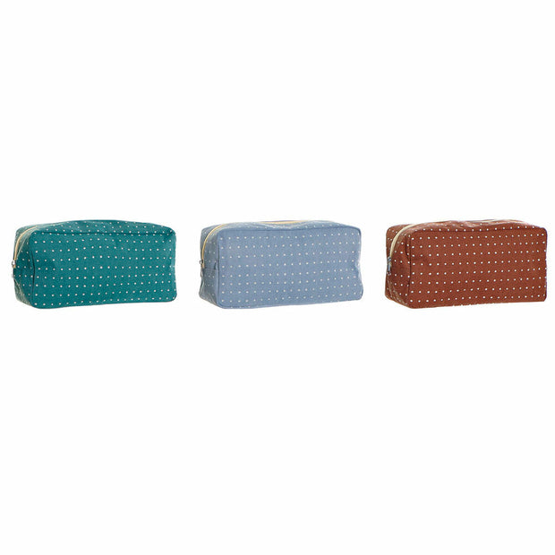 Kulturbeutel DKD Home Decor Blau Braun türkis Polyester Baumwolle (3 pcs) (30 x 10 x 15 cm)