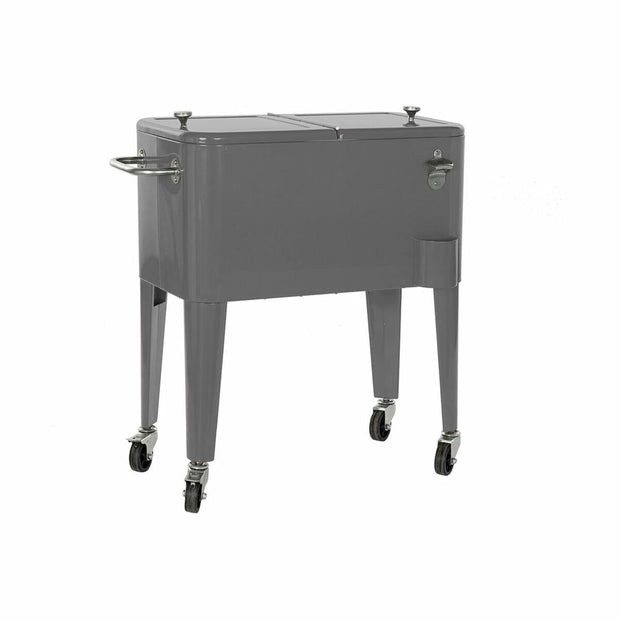 Fridge DKD Home Decor Grey With wheels Steel PP (56 L) (74 x 43 x 80 cm)