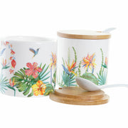 Zuckerdose DKD Home Decor Tropical Garten Bunt Bambus Dolomite (7,5 x 7,5 x 7,5 cm)