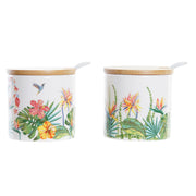 Zuckerdose DKD Home Decor Tropical Garten Bunt Bambus Dolomite (7,5 x 7,5 x 7,5 cm)