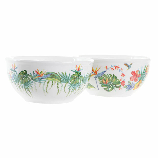 Schüssel DKD Home Decor Bunt Tropical Dolomite (2 Stück) (14 x 14 x 7 cm)