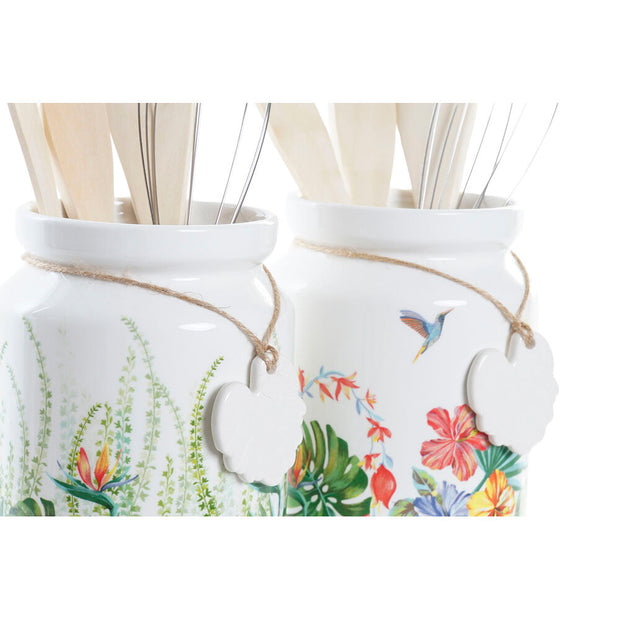 Küchenutensilien-Set DKD Home Decor Tropical MDF Dolomite (1 L) (12 x 12 x 25 cm)
