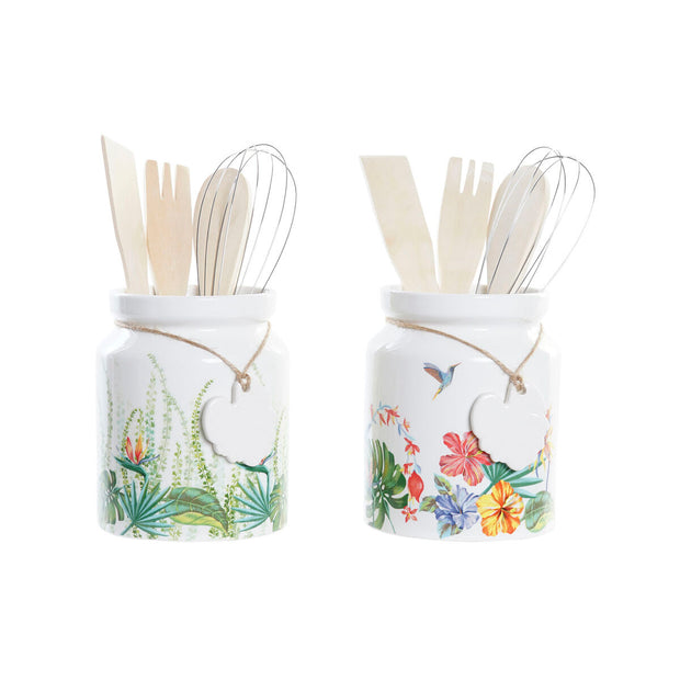 Küchenutensilien-Set DKD Home Decor Tropical MDF Dolomite (1 L) (12 x 12 x 25 cm)