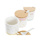Zuckerdose DKD Home Decor Vichy Bambus Dolomite (7,5 x 7,5 x 7,5 cm) (3 Stück)