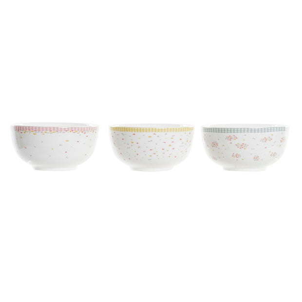 Schüssel DKD Home Decor Vichy Rot grün Gelb Dolomite (15 x 15 x 8 cm) (3 Stück)