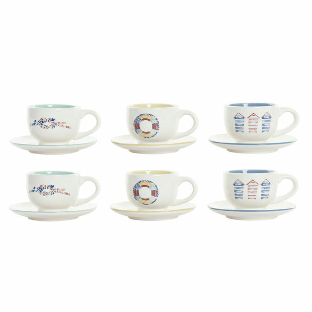 Satz von Kaffeetassen DKD Home Decor Bunt Dolomite (180 ml)