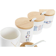 Zuckerdose DKD Home Decor Weiß Matrose Bambus Dolomite (175 ml) (7,5 x 7,5 x 7,5 cm) (4 Stück)