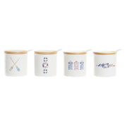 Zuckerdose DKD Home Decor Weiß Matrose Bambus Dolomite (175 ml) (7,5 x 7,5 x 7,5 cm) (4 Stück)