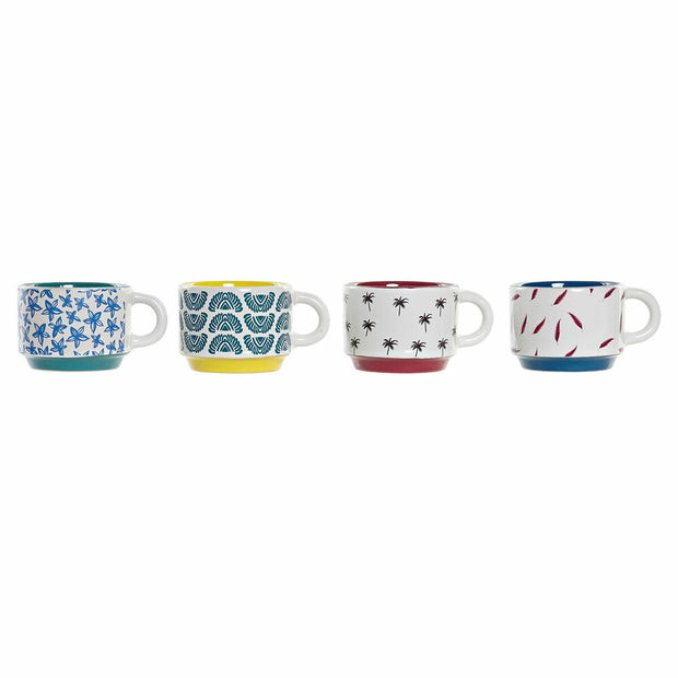 Satz von Kaffeetassen DKD Home Decor Bunt Steingut (150 ml)