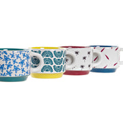 Satz von Kaffeetassen DKD Home Decor Bunt Steingut (150 ml)