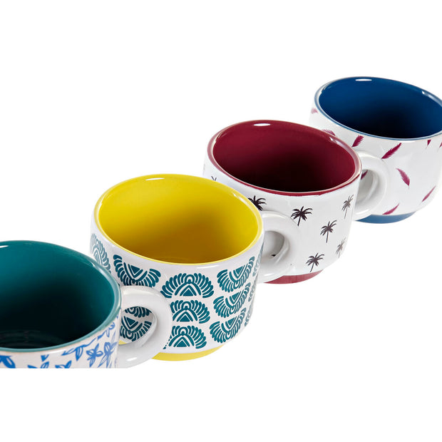 Satz von Kaffeetassen DKD Home Decor Bunt Steingut (150 ml)
