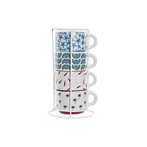 Satz von Kaffeetassen DKD Home Decor Bunt Steingut (150 ml)