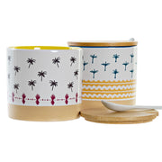 Zuckerdose DKD Home Decor Bunt Afrikaner Bambus Steingut (2 Stück) (9,5 x 9,5 x 9,5 cm)