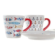 Satz von Kaffeetassen DKD Home Decor Bunt Steingut (130 ml)