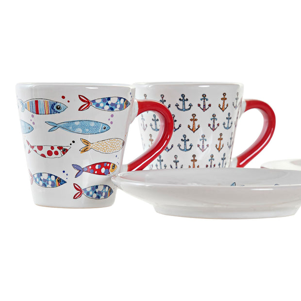 Satz von Kaffeetassen DKD Home Decor Bunt Steingut (130 ml)