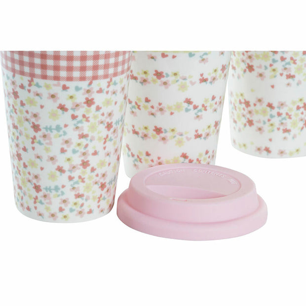 Henkelbecher DKD Home Decor Porzellan Rot Blau grün Silikon Shabby Chic (400 ml) (3 Stück)