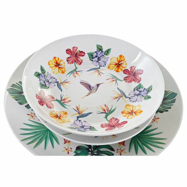 Geschirr-Set DKD Home Decor Tropical Porzellan (18 pcs)