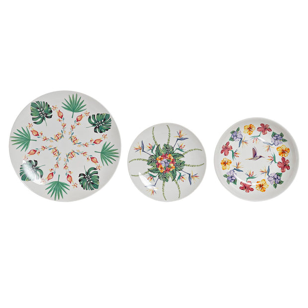 Geschirr-Set DKD Home Decor Tropical Porzellan (18 pcs)