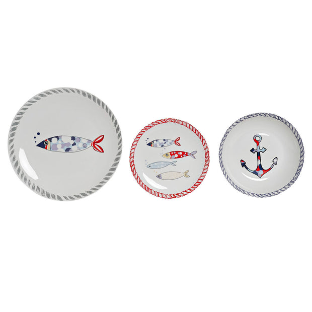 Geschirr-Set DKD Home Decor Marineblau Porzellan (18 pcs)