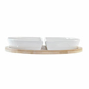 Satz für Appetithäppchen DKD Home Decor natürlich Weiß Bunt Bambus Steingut Tropical (21,5 x 21,5 x 1 cm) (5 pcs)