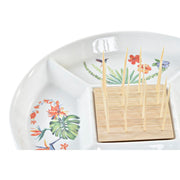 Tablett für Snacks DKD Home Decor natürlich Bunt Bambus Steingut Tropical (23,5 x 23,5 x 7 cm)