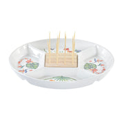 Tablett für Snacks DKD Home Decor natürlich Bunt Bambus Steingut Tropical (23,5 x 23,5 x 7 cm)