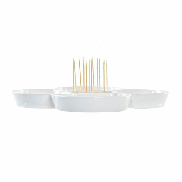 Tablett für Snacks DKD Home Decor natürlich Bunt Bambus Steingut Tropical (22 x 22 x 7 cm)