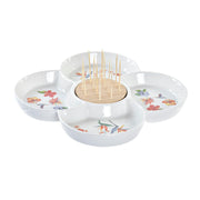 Tablett für Snacks DKD Home Decor natürlich Bunt Bambus Steingut Tropical (22 x 22 x 7 cm)