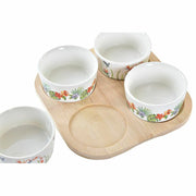 Satz für Appetithäppchen DKD Home Decor natürlich Bunt Bambus Steingut Tropical (19,7 x 19,7 x 1 cm) (5 pcs)