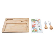 Käsebrett DKD Home Decor Bunt Bambus Steingut Tropical (24,5 x 20 x 1,2 cm) (4 Stücke)