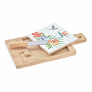 Käsebrett DKD Home Decor Bunt Bambus Steingut Tropical (21,5 x 11,8 x 1,5 cm) (3 Stücke)