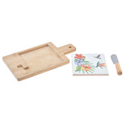 Käsebrett DKD Home Decor Bunt Bambus Steingut Tropical (21,5 x 11,8 x 1,5 cm) (3 Stücke)