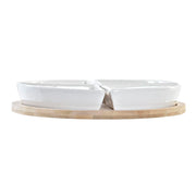 Satz für Appetithäppchen DKD Home Decor natürlich Blau Bambus Steingut (21,5 x 21,5 x 1 cm) (5 pcs)
