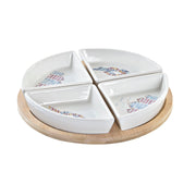 Satz für Appetithäppchen DKD Home Decor natürlich Blau Bambus Steingut (21,5 x 21,5 x 1 cm) (5 pcs)