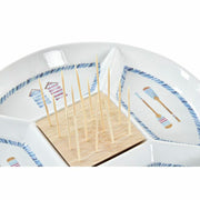 Tablett für Snacks DKD Home Decor natürlich Blau Bambus Steingut (23,5 x 23,5 x 7 cm)