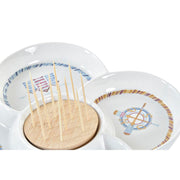 Tablett für Snacks DKD Home Decor natürlich Blau Bambus Steingut (25 x 25 x 10 cm)