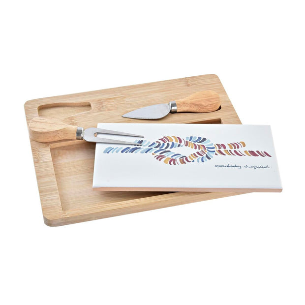 Käsebrett DKD Home Decor Matrose Bunt Bambus Steingut (24,5 x 20 x 1,2 cm) (4 Stücke)