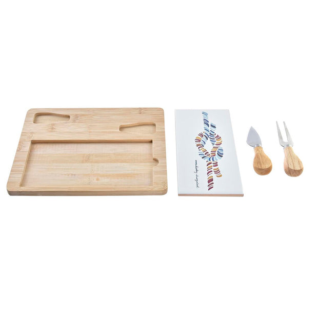 Käsebrett DKD Home Decor Matrose Bunt Bambus Steingut (24,5 x 20 x 1,2 cm) (4 Stücke)