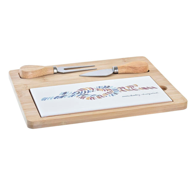 Käsebrett DKD Home Decor Matrose Bunt Bambus Steingut (24,5 x 20 x 1,2 cm) (4 Stücke)