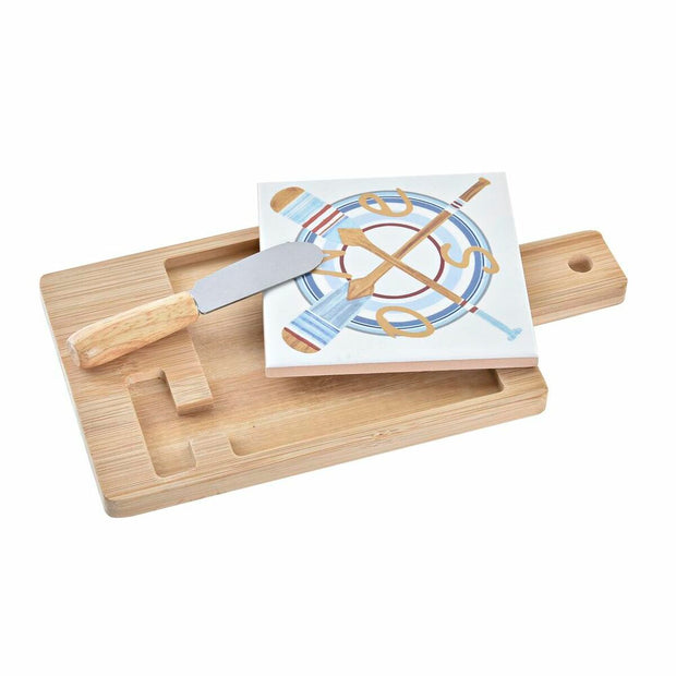 Käsebrett DKD Home Decor Bambus Steingut (21,5 x 11,8 x 1,5 cm) (3 Stücke)