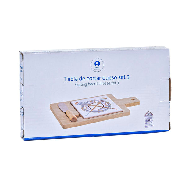 Käsebrett DKD Home Decor Bambus Steingut (21,5 x 11,8 x 1,5 cm) (3 Stücke)