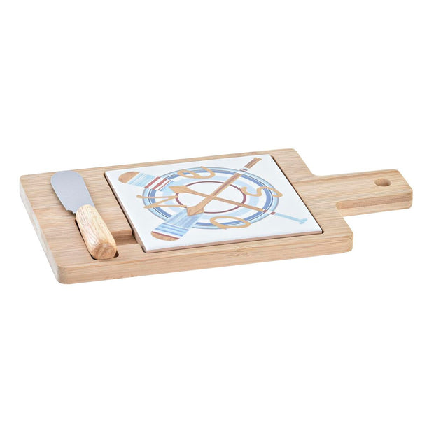 Käsebrett DKD Home Decor Bambus Steingut (21,5 x 11,8 x 1,5 cm) (3 Stücke)