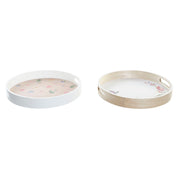 Schale DKD Home Decor Bunt Holz MDF (35 x 35 x 5 cm) (2 Stück)