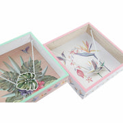 Serviettenring DKD Home Decor Tropic garden Metall MDF Bunt (18 x 18 x 4 cm) (2 Stück)