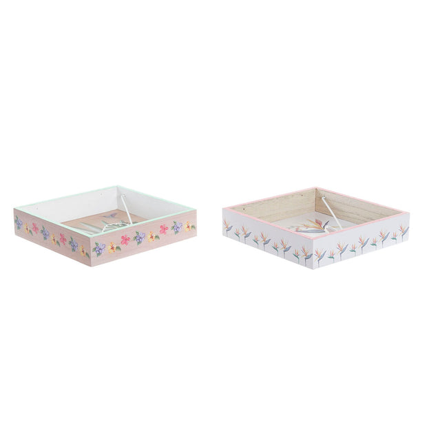 Serviettenring DKD Home Decor Tropic garden Metall MDF Bunt (18 x 18 x 4 cm) (2 Stück)