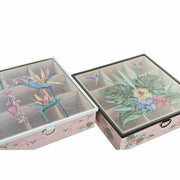 Teebox DKD Home Decor Kristall Metall MDF (24 x 24 x 6,5 cm) (2 Stück)
