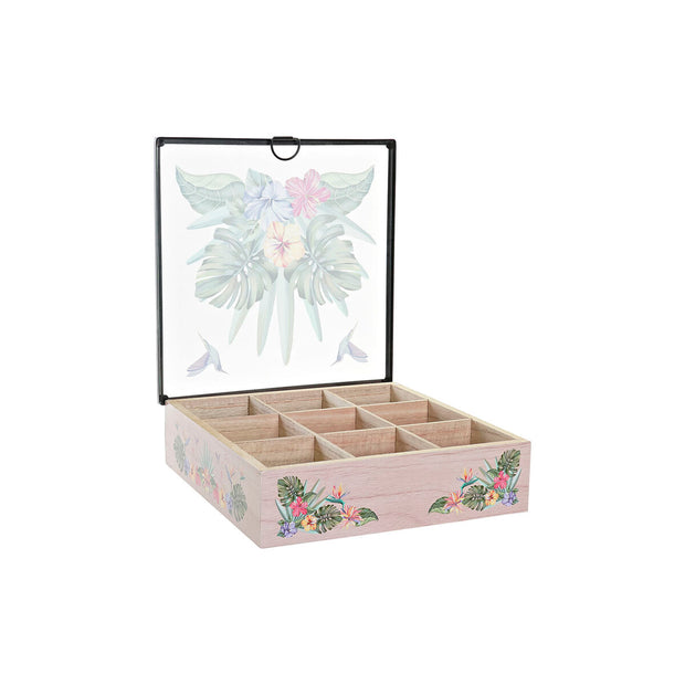 Teebox DKD Home Decor Kristall Metall MDF (24 x 24 x 6,5 cm) (2 Stück)