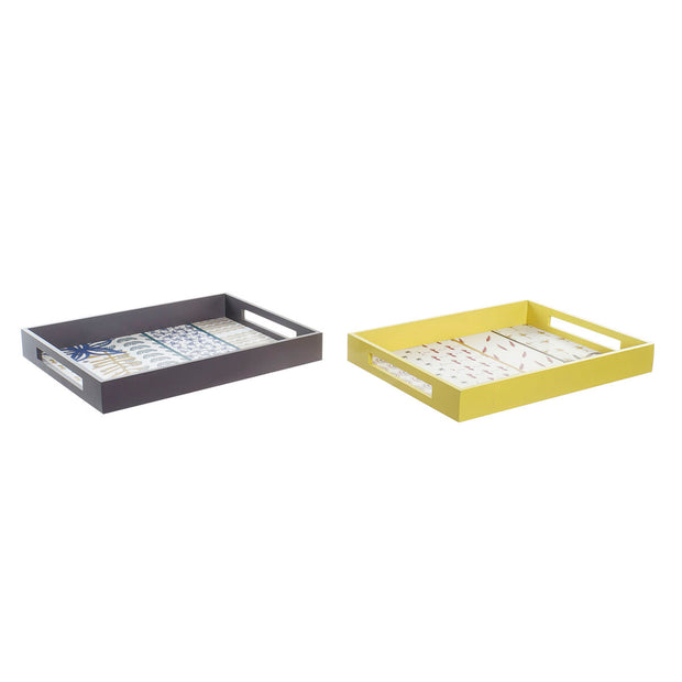 Schale DKD Home Decor Blau türkis Terrakotta Holz MDF (2 Stück) (40 x 30 x 5 cm)